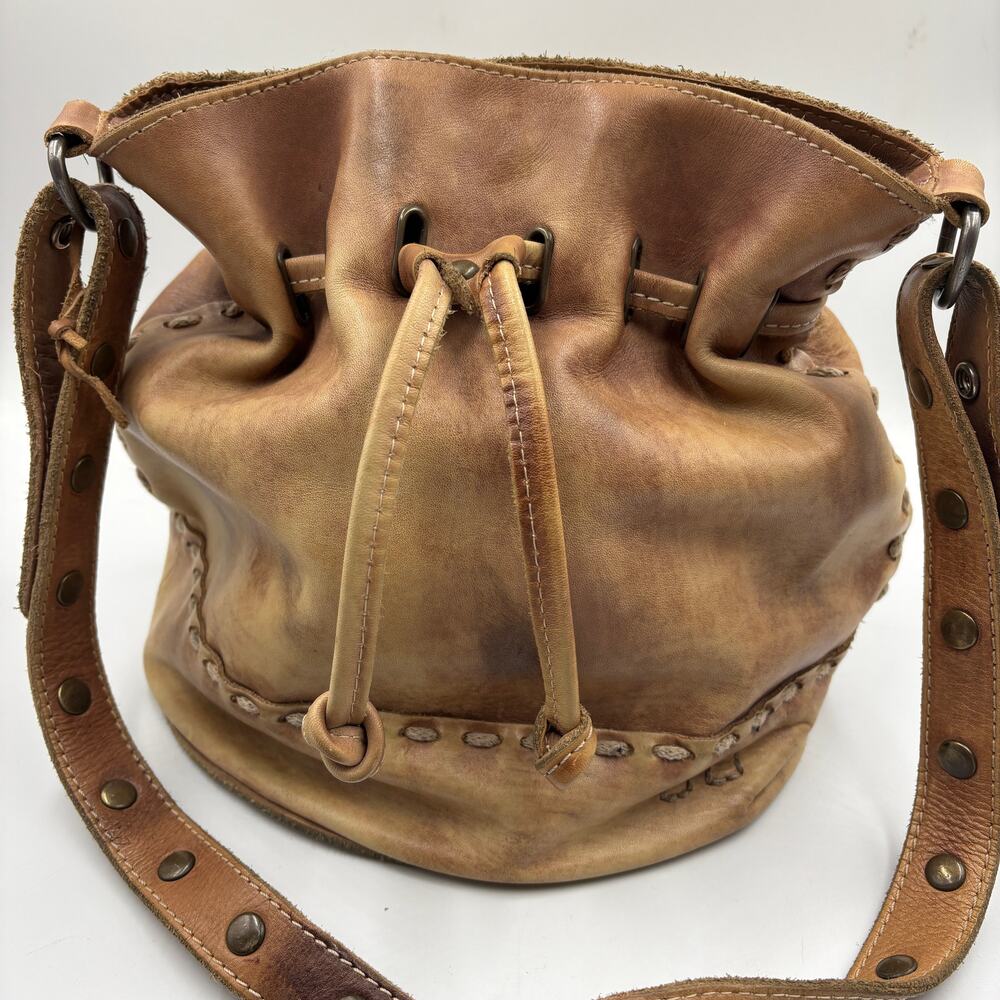 Bed Stu Malibu Bucket Drawstring Crossbody Bag Studded Adjustable Strap